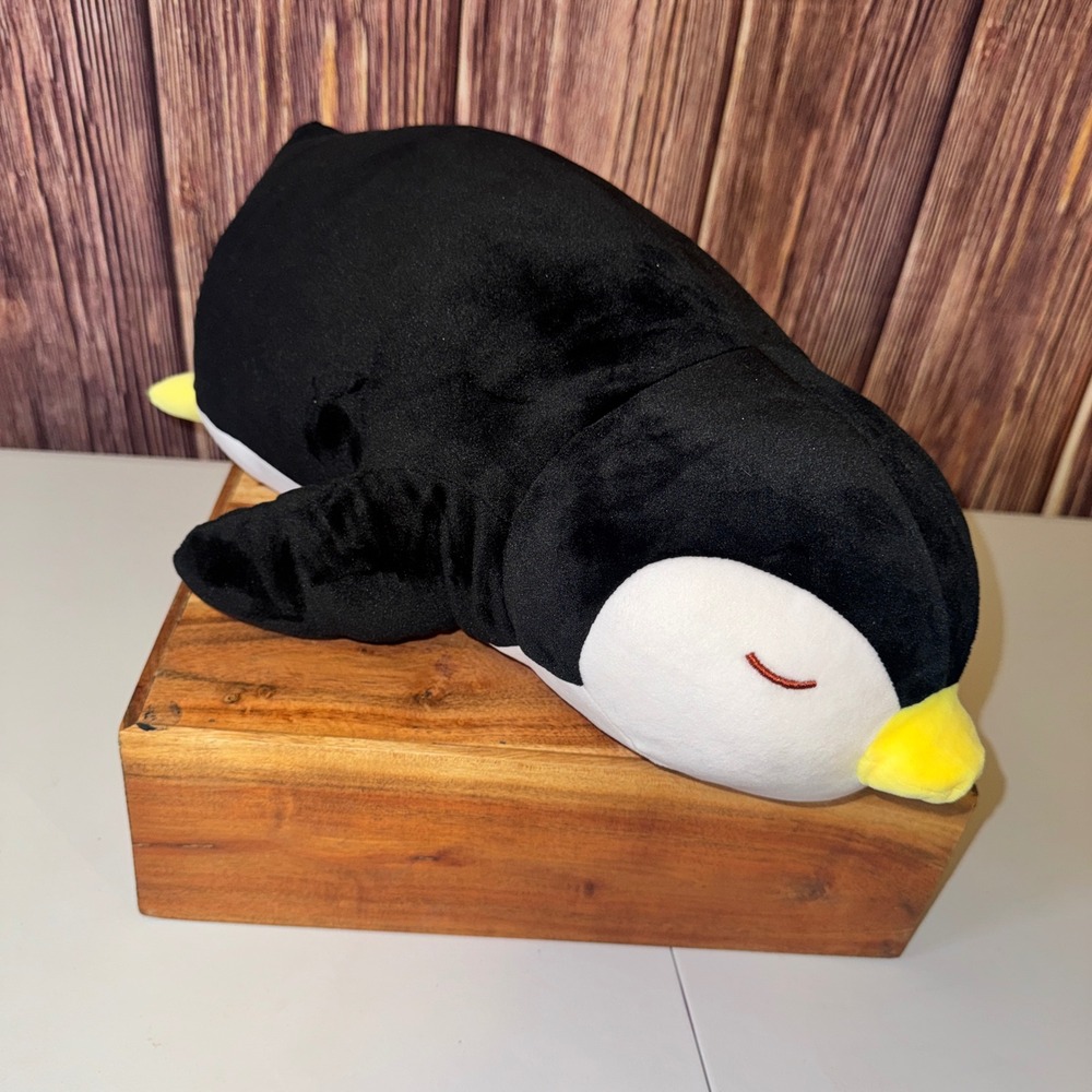 Snoozimals Penguin Plush Kids 20in Black White Sleeping Soft Squishy Toy